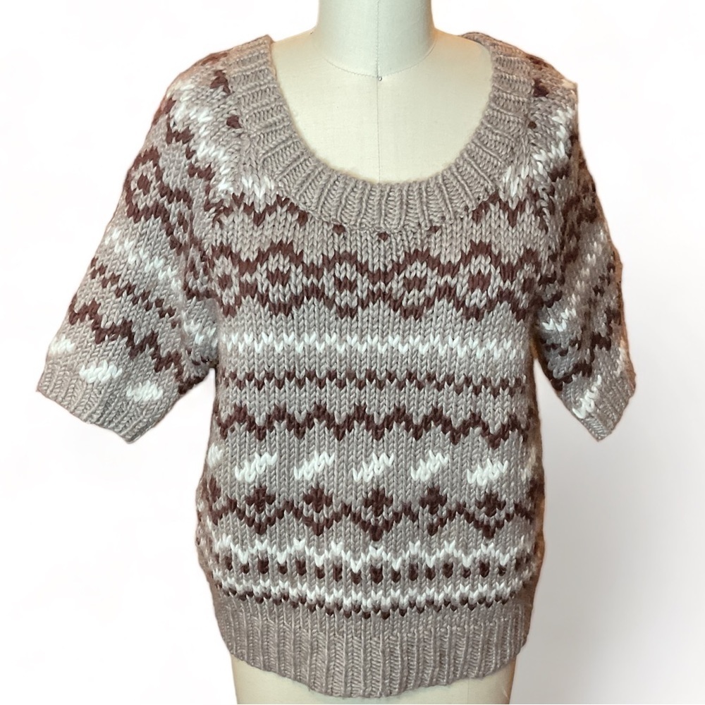 Sundance Chunky Knit Wool Blend Short Sleeve Sweater Size Medium EUC